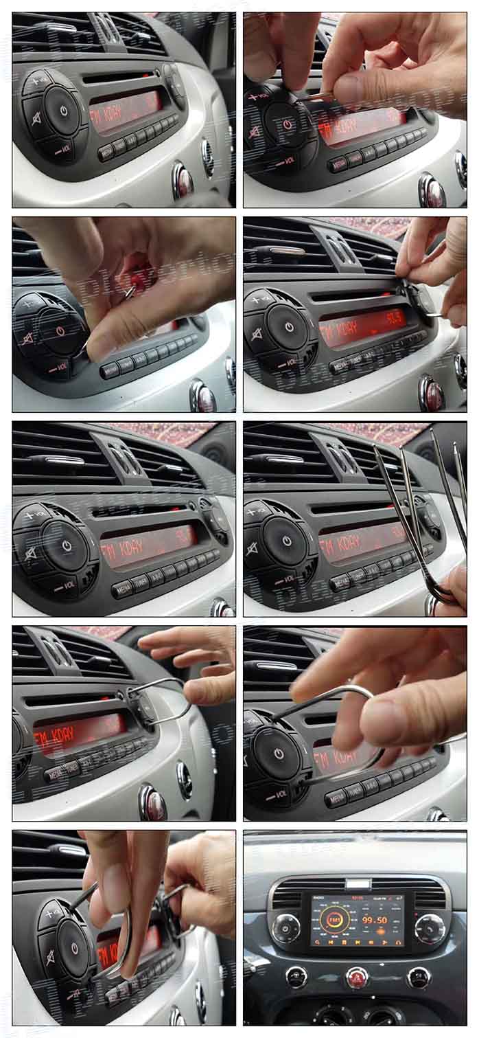 installation autoradio fiat 500